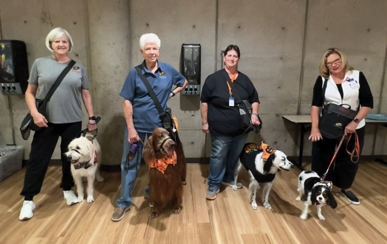 CCMH volunteers and therapy dogs at CCMH 2025 NICU reunion