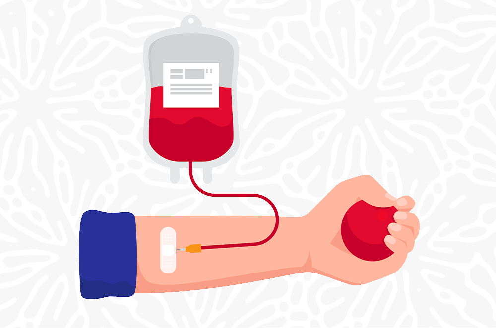 Cartoon arm giving blood
